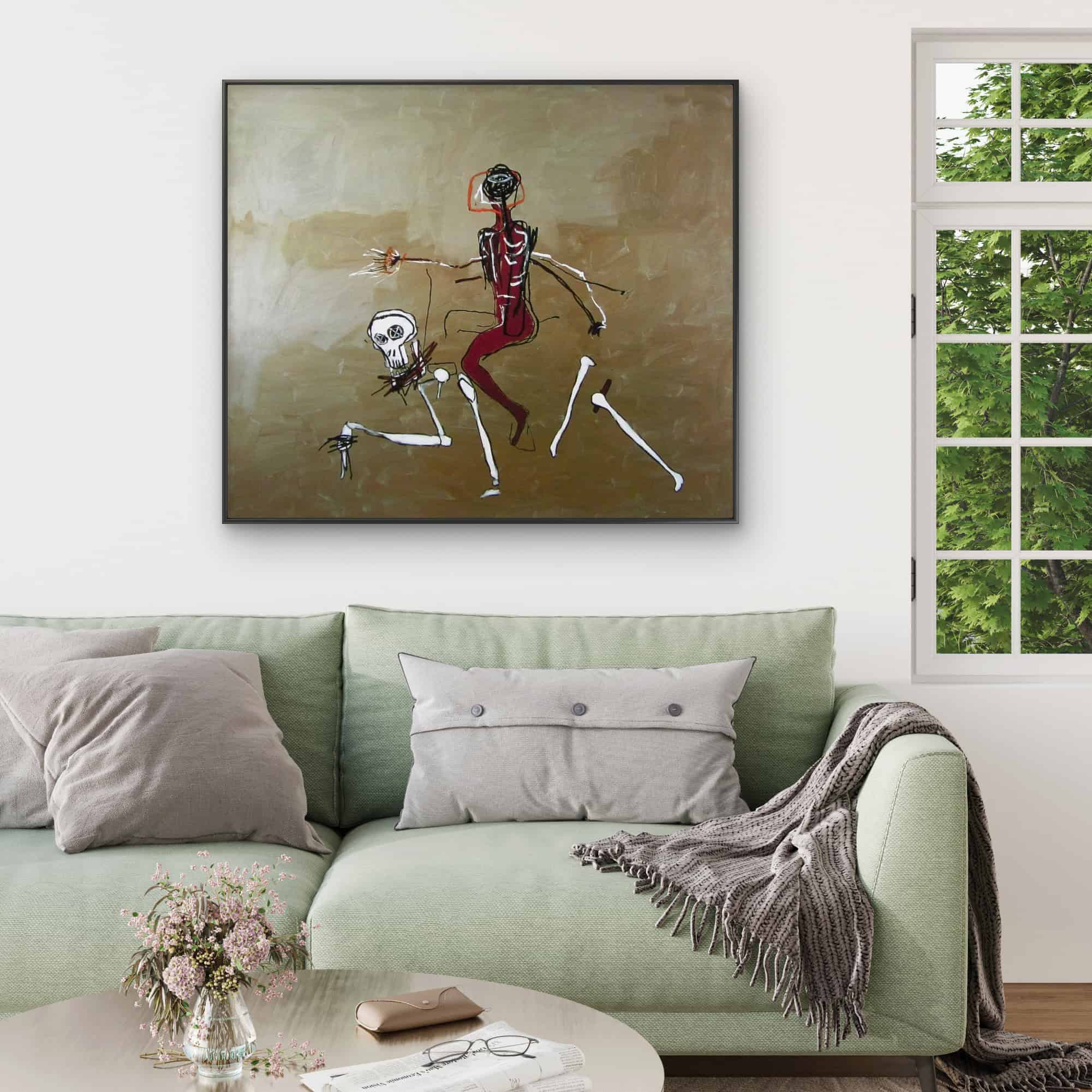 reproduction tableau basquiat riding with death at your home