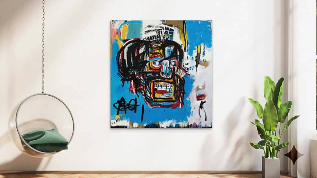 reproduction tableau basquiat skull on canvas