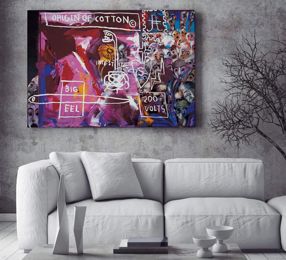 decoration salon tableau basquiat