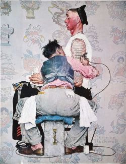 Peinture sur toile de Rockwell, Le Tatoueur - The Tattooist reproduction peinte à la main