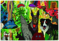 Peinture sur toile de Roy De Forest Country Dog Gentlemen - 1972 reproduction peinte à la main
