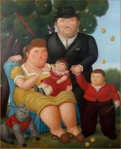 Peinture sur toile de Botero La Familia reproduction peinte à la main
