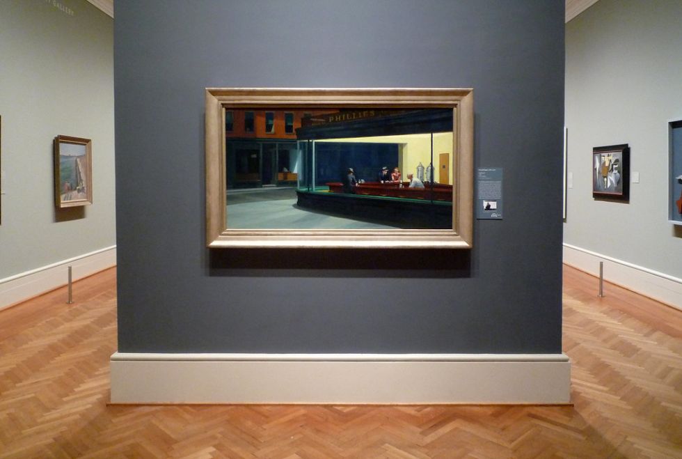 Hopper Nighthawks - Les oiseaux de nuit dans une pièce