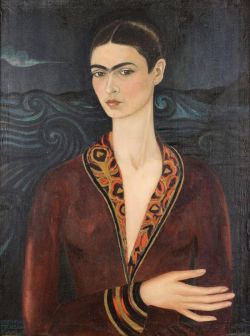 Frida Kahlo, Autoportrait Dans Une Robe De Velours reproduction peinte à la main