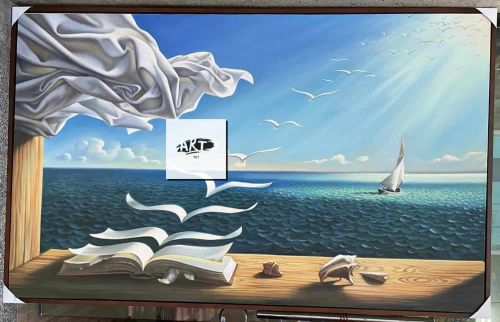 Dali Les Vagues Livre Et Voilier 36 X 59 In