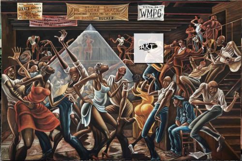 Ernie Barnes The Sugar Shack Hand Painted Reproduction 250 X 167 Cm