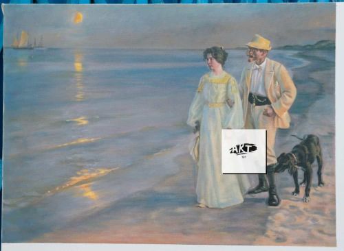 Kroyer Peder Severin Summer Evening On The Beach At Skagen. The Painter And His Wife 50 X 36 Cm