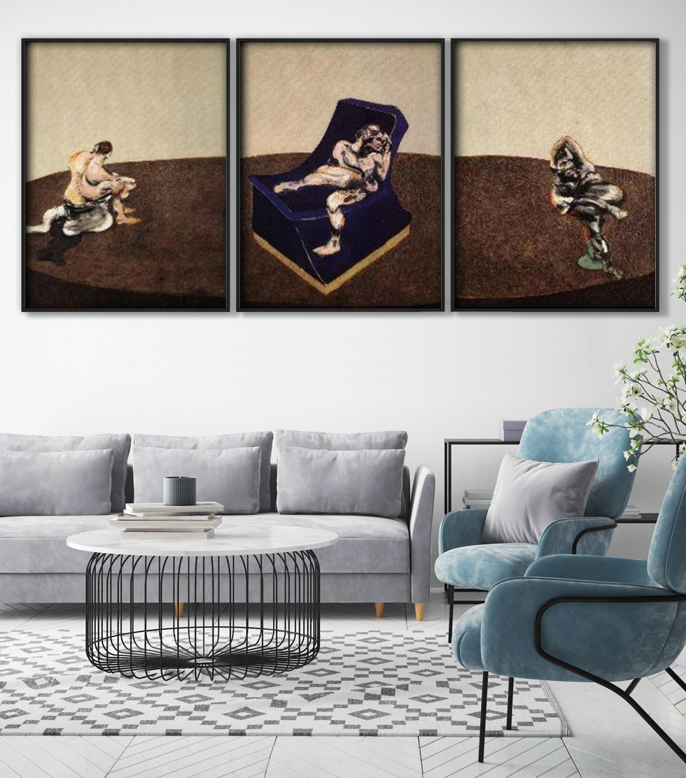 Francis Bacon triptyque, Trois personnages dans une pièce - partie 1 dans une pièce