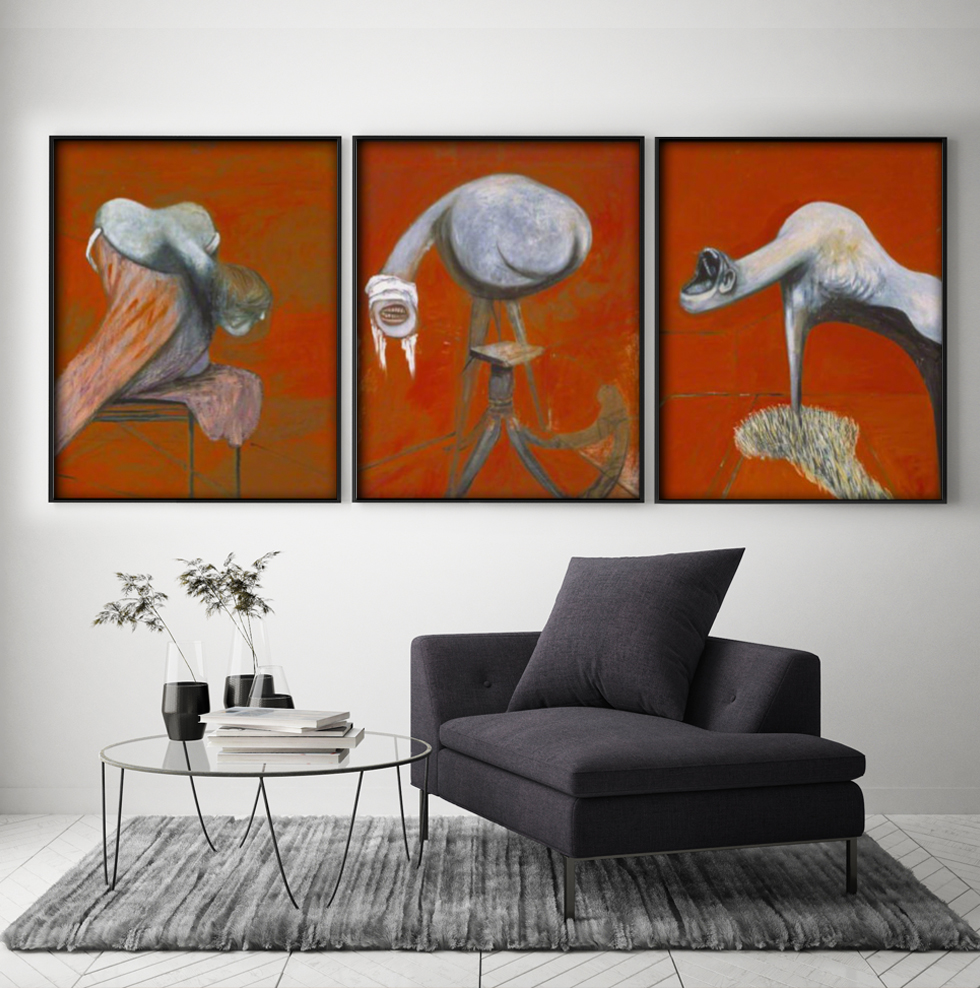 Francis Bacon triptyque, Trois études de figures au pied d'une crucifixion - partie 1 dans une pièce