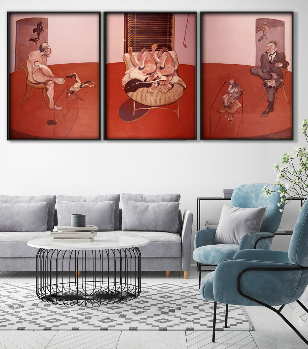 Francis Bacon triptyque, Two figures on a bed with attendants 1968 - Part 3 dans une pièce
