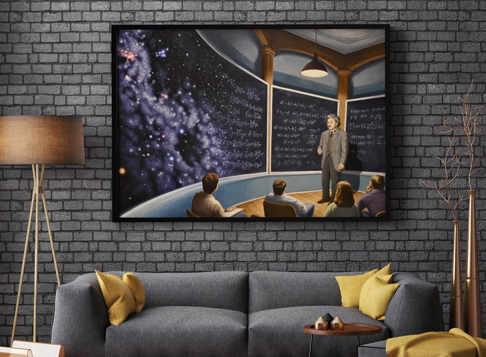 Rob Gonsalves Chalkboard Universe dans une pièce