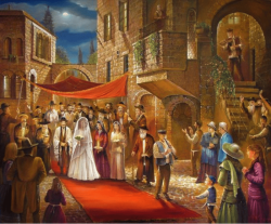 Peinture sur toile de Chuppah In Jerusalem reproduction peinte à la main