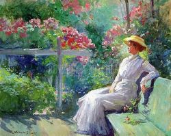 Peinture sur toile de Abbott Fuller Graves, Lady in the Garden reproduction peinte à la main