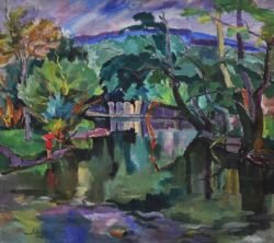 Peinture sur toile de Adalbert Erdeli Quiet River. Shelestovo 1947 reproduction peinte à la main