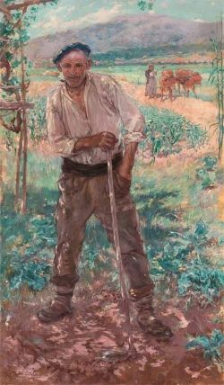Peinture sur toile de Adolfo Guiard, Villager from Bakio, 1888 reproduction peinte à la main