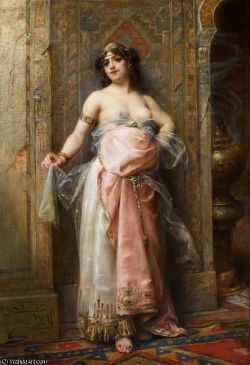 Peinture sur toile de Adrien Henri Tanoux Jeune Orientale Au Brule Parfums reproduction peinte à la main