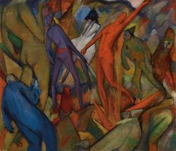Peinture sur toile de Albert Bloch, Untitled (Höllenszene), 1912 reproduction peinte à la main