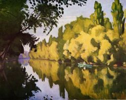Albert Marquet River Scene - La Varenne Saint-hilaire La Barque - 1913 reproduction peinte à la main