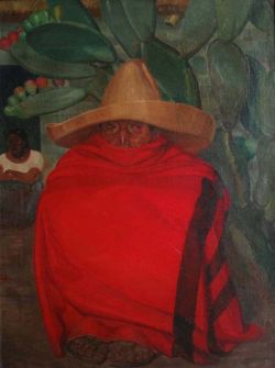 Peinture sur toile de Alberto Garduno Le Sarape Rouge reproduction peinte à la main