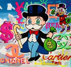 Peinture sur toile de Alec Monopoly Cartier - Channel reproduction peinte à la main