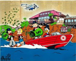 Peinture sur toile de Alec Monopoly Team Speedboat Waterski reproduction peinte à la main