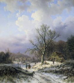 Peinture sur toile de Alexander Joseph Daiwaille Snowlandscape 1845 reproduction peinte à la main
