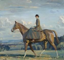 Peinture sur toile de Alfred Munnings, Portrait of Lady Barbara Lowther on horseback, ca.1910 reproduction peinte à la main