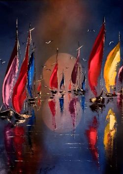 Peinture sur toile de Alina Ciuciu Regatta By Nightfall reproduction peinte à la main