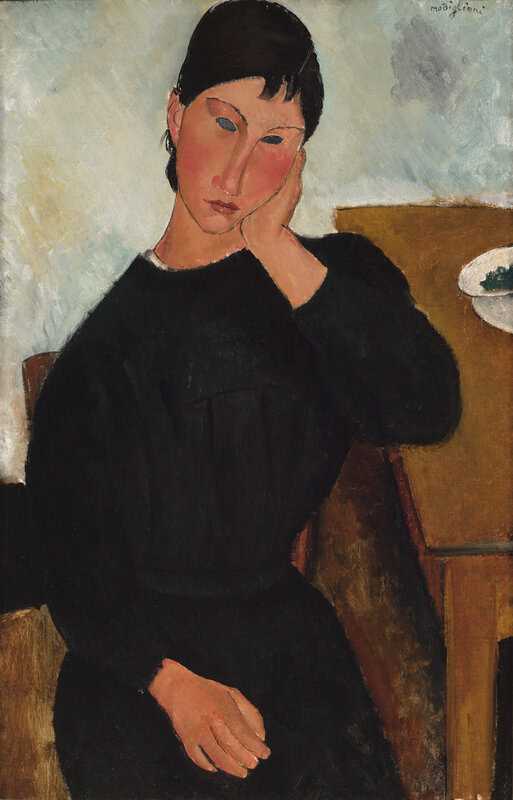 Amedeo Modigliani, Elvire assise, accoudée à une table