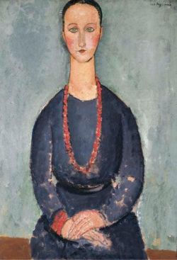 Amedeo Modigliani, Femme Au Collier Rouge 1918 reproduction peinte à la main