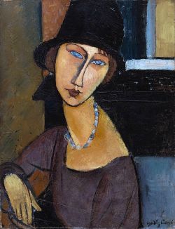 Amedeo Modigliani, Jeanne Hébuterne au Chapeau et collier reproduction peinte à la main