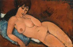 Amedeo Modigliani, Nu Sur Un Coussin Bleu reproduction peinte à la main