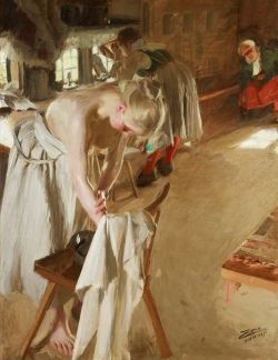 Peinture sur toile de Anders Zorn Dimanche Matin - 1891 reproduction peinte à la main