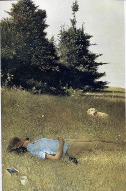 Peinture sur toile de Andrew Wyeth Sleeping Outside With The Dog reproduction peinte à la main