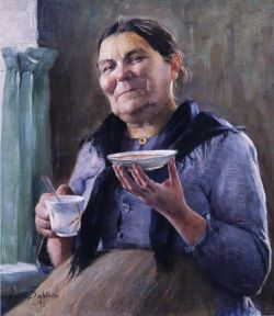 Peinture sur toile de Anna Sahlsten Kahvimummo - Coffee Grandma 1895 reproduction peinte à la main