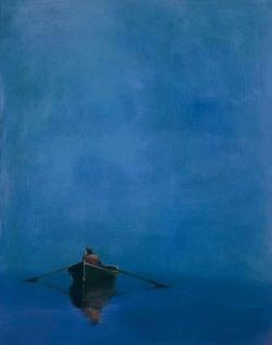 Peinture sur toile de Anne Packard Rowboat On Blue 1976 reproduction peinte à la main