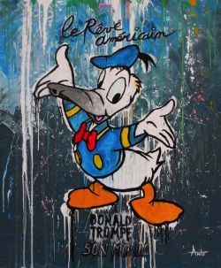 Peinture sur toile de Anto Fils De Pop Donald Trompe Son Monde reproduction peinte à la main
