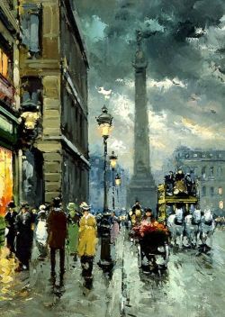 Peinture sur toile de Antoine Blanchard Place Vendome Paris reproduction peinte à la main