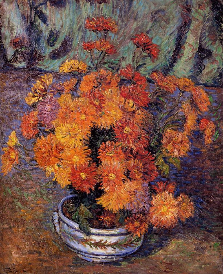 Armand Guillaumin A Vase Of Chrysanthemums - 1885
