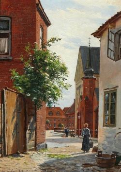 Peinture sur toile de August Fischer Near Ribe Cathedral 1918 reproduction peinte à la main