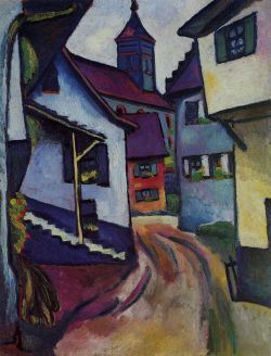 Peinture sur toile de August Macke Street With Church In Kandern 1911 reproduction peinte à la main