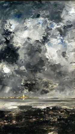 Peinture sur toile de August Strindberg. The Town reproduction peinte à la main