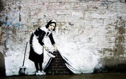 Peinture sur toile de Banksy Femme De Menage reproduction peinte à la main