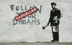 Peinture sur toile de Banksy Follow Your Dreams reproduction peinte à la main