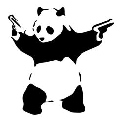 Peinture sur toile de Banksy Panda Avec Deux Flingues reproduction peinte à la main