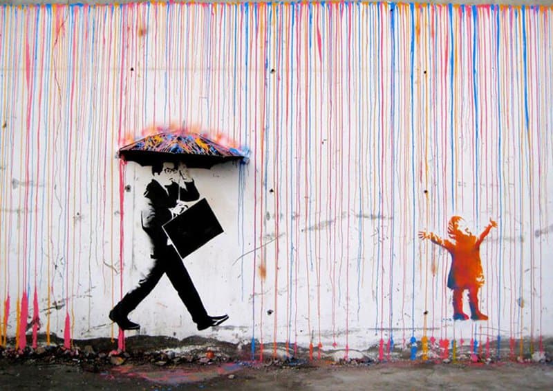 Banksy Pluie Colore E