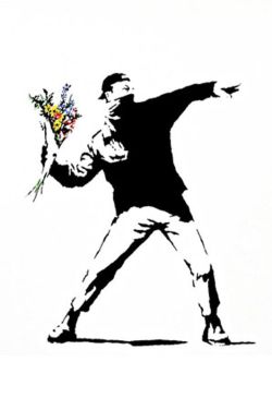 Peinture sur toile de Banksy Rage - Lanceur De Fleurs reproduction peinte à la main