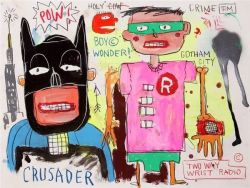 Peinture sur toile de Basquiat Batman And Robin reproduction peinte à la main
