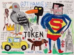 Peinture sur toile de Basquiat Superman reproduction peinte à la main