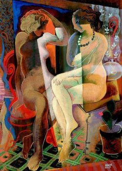 Peinture sur toile de Bela Kadar Conversation Ca. 1949 reproduction peinte à la main